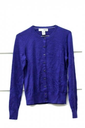 Sag Harbor Purple Women's Cardigan Sweater Front Button Size Small  005
