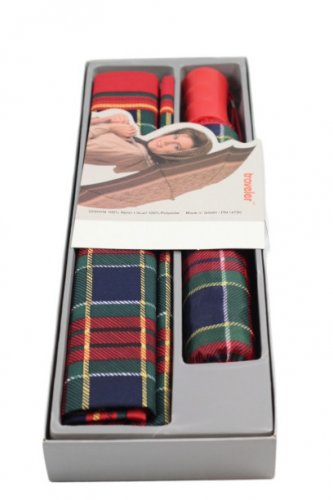 Vintage Traveler Plaid Self Folding Umbrella Silken Polyester Scarf Set