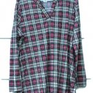 Multicolor Plaid Women's Lounge Shirt Long Sleeve Pullover Size XL  010