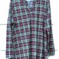 Multicolor Plaid Women's Lounge Shirt Long Sleeve Pullover Size XL  010
