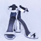 Kendall + Kylie Women's Giselle Ankle Strap Heels Silver Leather Size 10 M Kendall + Kylie Women's Giselle Ankle Strap Heels Silver Leather Size 10 M