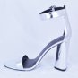 Kendall + Kylie Women's Giselle Ankle Strap Heels Silver Leather Size 10 M