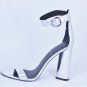 Kendall + Kylie Women's Giselle Ankle Strap Heels Silver Leather Size 10 M
