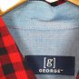 George Red Black Check Men's Long Sleeve Dress Shirt Small 013