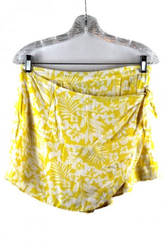 Arizona Jean Co Yellow Floral Juniors Waisted Tie Side Skort Skirt Large 029