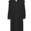 ASOS Black White Polka Dot Women's Maxi Dress Long Sleeve Front Button Sz 6  019