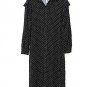 ASOS Black White Polka Dot Women's Maxi Dress Long Sleeve Front Button Sz 6  019