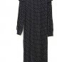 ASOS Black White Polka Dot Women's Maxi Dress Long Sleeve Front Button Sz 6  019