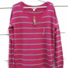 Arizona Jean Women's Long Sleeve Shirt Pink Gray Striped Size Large  009