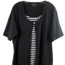 Croft & Barrow Black White Stripe Women's Top Layered Look One Piece 2X 041