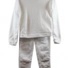 Women's White Two Piece Sweatshirt Hooded & Pants Small 022