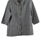 Allison Daley Blue Striped Women's Tunic Top 3/4 Sleeve Button Up Collared 059