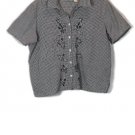 Erika Black White Check Women's Short Sleeve Button Up Short Blouse Size 2X 033