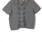 Erika Black White Check Women's Short Sleeve Button Up Short Blouse Size 2X 033