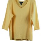 Karen Scott Yellow Women's Long Sleeve Shirt Pullover V Neck 1X 060