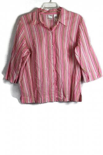 Emma James Striped Multicolor Women's Collared Shirt Button Up Size 18W 016