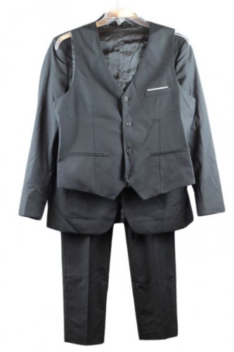 Boyland Black Men's 3 Piece Suit Vest Blazer Pants Set Large 001
