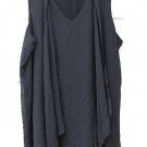Susan Graver Black Women's Sheer Sleeveless Blouse Neck Drape Tie Size XL  013