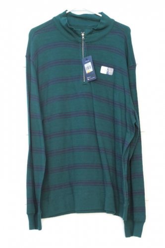 Chaps Green Reversible Striped Men's Long Sleeve Shirt 1/4 Zip Size XL  007
