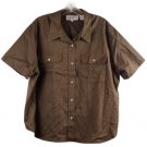 Westbound Brown Women's Collared Blouse Short Sleeve Button Up Closure 1X 060