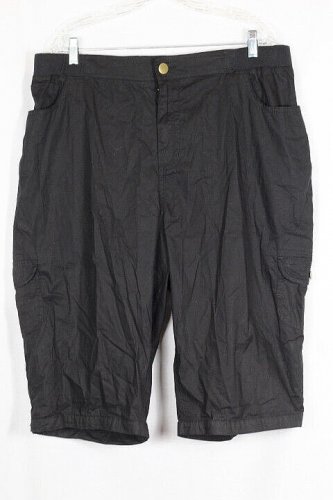 Liz & Me Black Women's Capri Pants Zip Button Closure  w/ Pockets 1X 043