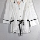Dressbarn White Women's Tunic Top Blouse Button Up 3/4" Sleeve 3X 002