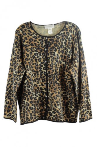 Susan Bristol Women's Cardigan Sweater Animal Print 2W 054