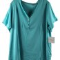 Croft & Barrow Turquoise Women's Henly Top Shirt Short Sleeve Pullover 2X 040