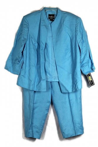 Positive Attitude Blue Women's Career Pants Blazer Set Outfit 20 043