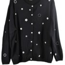Susan Bristol Black Women's Cardigan Sweater Embroidered 2X 055