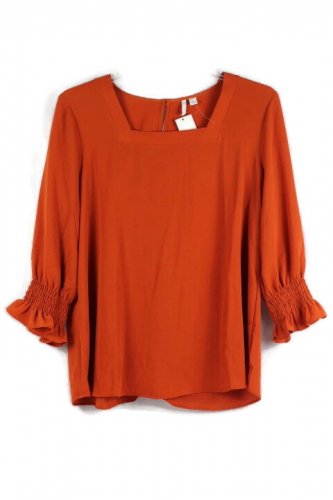 EST 1946 Orange Women's Long Sleeve Top Blouse Pullover Large 034