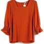 EST 1946 Orange Women's Long Sleeve Top Blouse Pullover Large 034