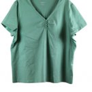 Croft & Barrow Green Women's Casual Blouse Short Sleeve Pullover 2X 053