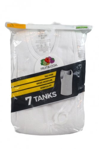 Fruit of the Loom White Boys 7 Piece Pullover Tanks Strech Fit Size Small 6-8 08