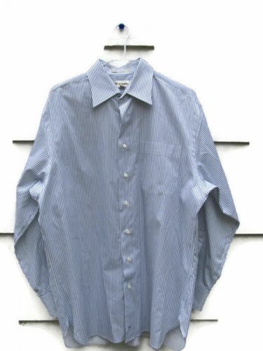 John W Nordstrom Men's White Blue Striped Long Sleeve Dress Shirt Size 16-33 009