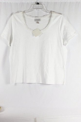 Casual Corner Annex White Women's Top Blouse Shirt Short Sleeve 2X 023