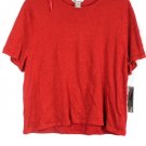 NyGard Red Women's Metallic Top Blouse Short Sleeve Pullover Size 2X 025