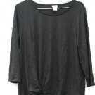 Chico's Black Women's Knit Top Twist Front 3/4 Sleeve Size 1  014