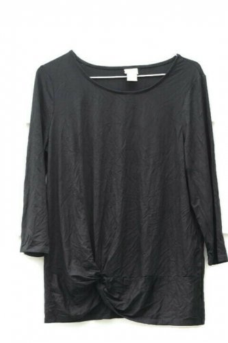 Chico's Black Women's Knit Top Twist Front 3/4 Sleeve Size 1  014