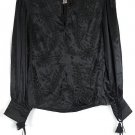 Emma Black Women's Long Sleeve Black Top Blouse Embroidered Size 4 038 Emma Black Women's Long Sleeve Black Top Blouse Embroidered Size 4 038