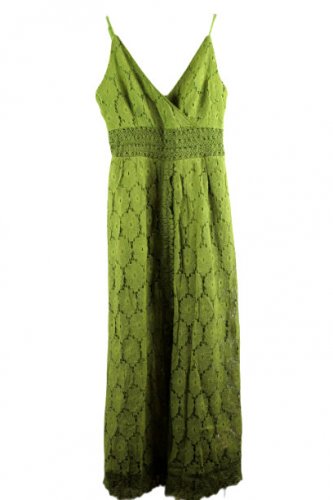 Cupshe Green Women's Lace Slip Ruching Smocking Jumpsuit Dress Size 5 028