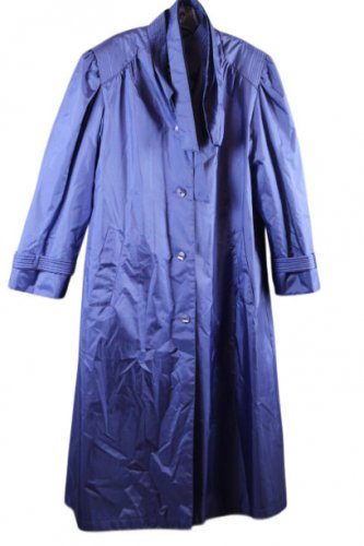 Vintage Chiango by Fleet Street Iridescent Blue Women's Trench Coat w/ Belt 16