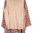 Belle by Kim Gravel Pink 2 Pc Pink Women's Sheer Tunic Top Tank Pullover  3X 047
