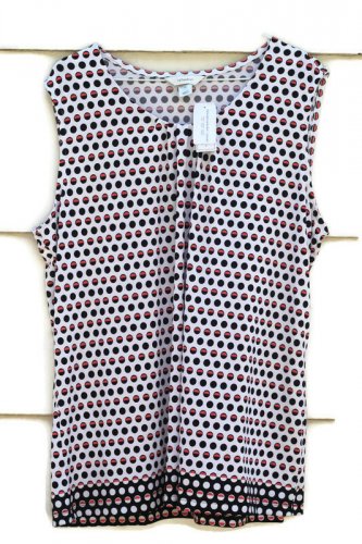 CJ Banks Women's  Multicolor Polka Dot Blouse Plated Neckline Sleeveless 1X  002