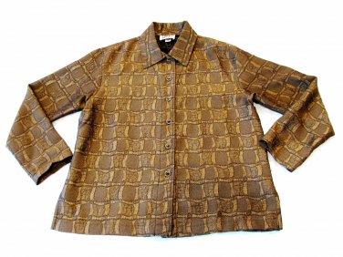 Chico's Design Women's Career Blazer Brown Button Down Polyester Rayon Large
