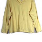 CJ Banks Yellow Women's Long Sleeve Top Blouse V Neck Pullover 2X 039