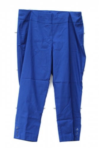 Ashley Stewart Cobalt Blue Women's Crop Pants Ankle Buttons Size Plus 18 009
