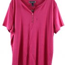 Karen Scott Pink Women's Henley Shirt Short Sleeve Pullover 2X 040