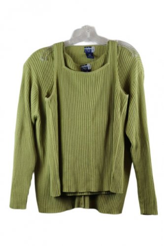 Venezia Jeans Green Women's 2 Piece Stretch Sweater & Sleeveless Blouse 18/20 11