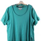 Sag Harbor Stripe Green 2 Pc Women's Tank Top Collared Button Up Blouse 2X 008